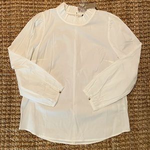 J. Crew Long-Sleeve Ruffleneck Top, Size S NWT